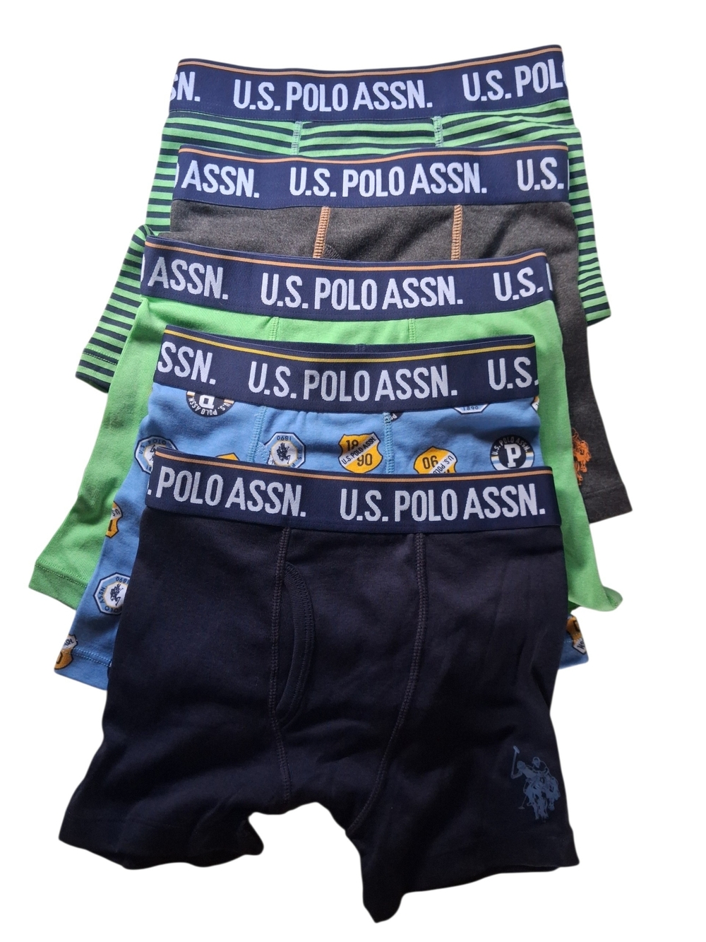 5 Pair U.S. Polo Assn. Boys Boxer Briefs M (8-10)
